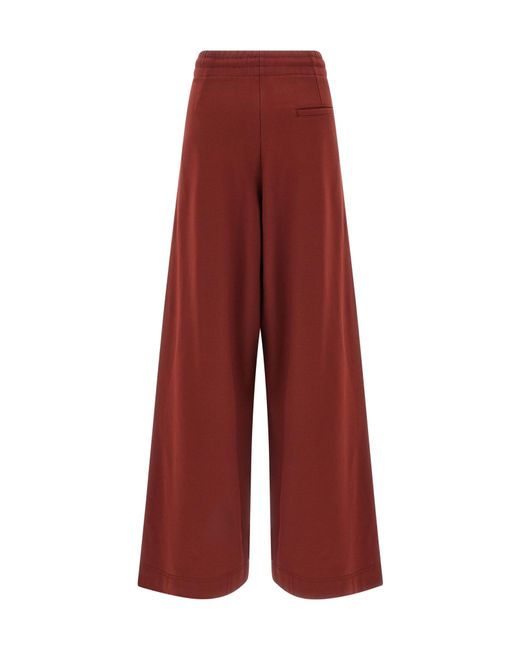 Dries Van Noten Women's Red Loose Fit Pleated Sweatpants
