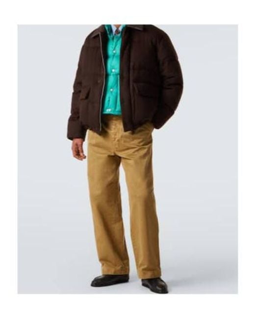 Auralee Brown Leather-Trimmed Camel Hair Down Jacket for men