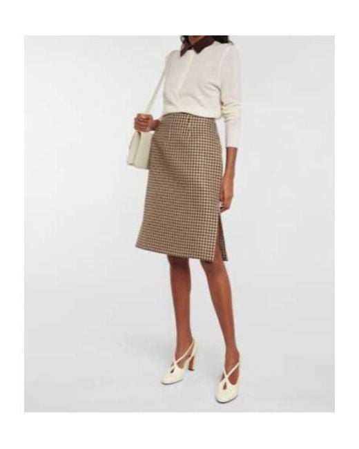 Emilia Wickstead Natural Noah Houndstooth Pencil Skirt