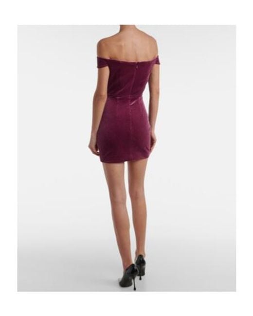 Alex Perry Purple Off-Shoulder Velvet Corset Dress