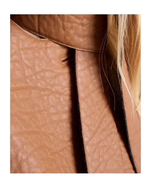 Prada Brown Nappa Leather Jacket With Scarf