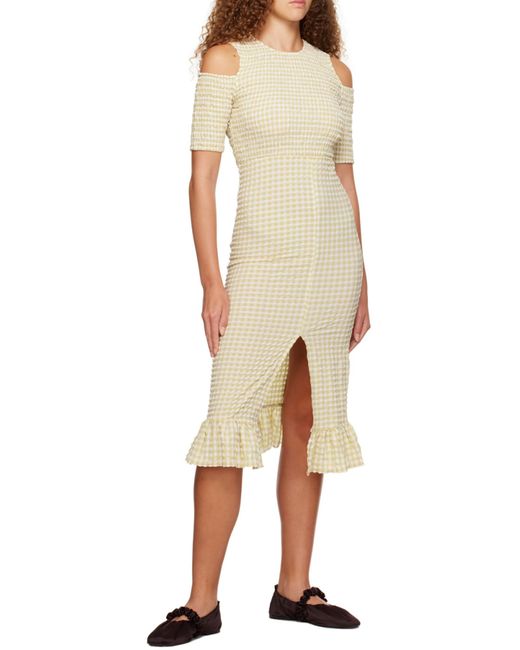 Ganni Natural Stretch Seersucker Smock Dress