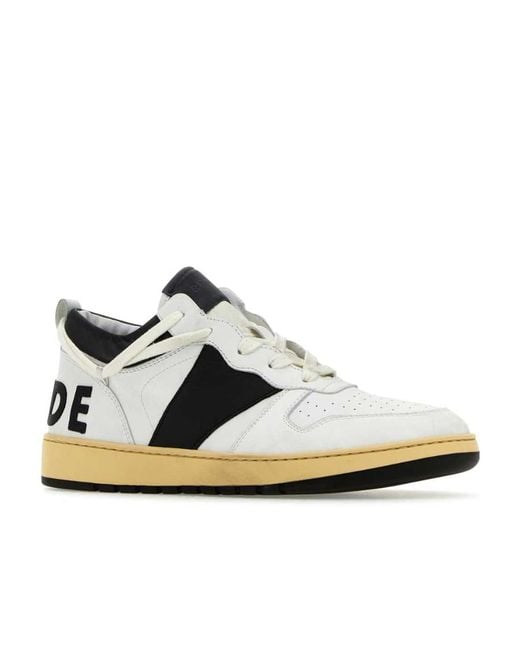 Rhude White Low-Cut Lace-Up Sneakers for men