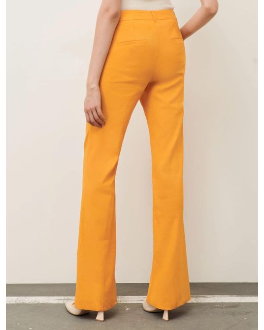 Marella Yellow High-Waisted Micro-Hair Casual Pants