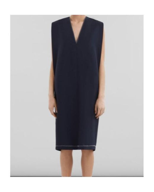 Marni Blue V-Neck Sleeveless Midi Dress