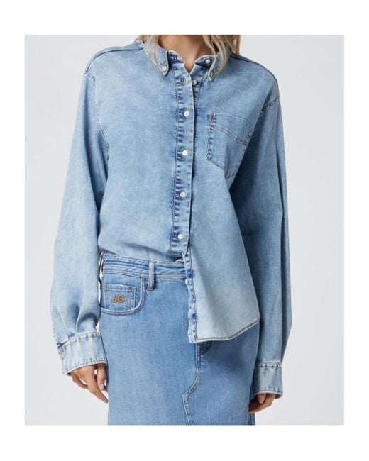 Jacob Cohen Blue Logo Embroidered Twisted Shirt