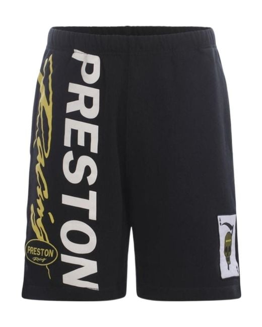Heron Preston Black Logo-Printed Knee-Length Track Shorts for men