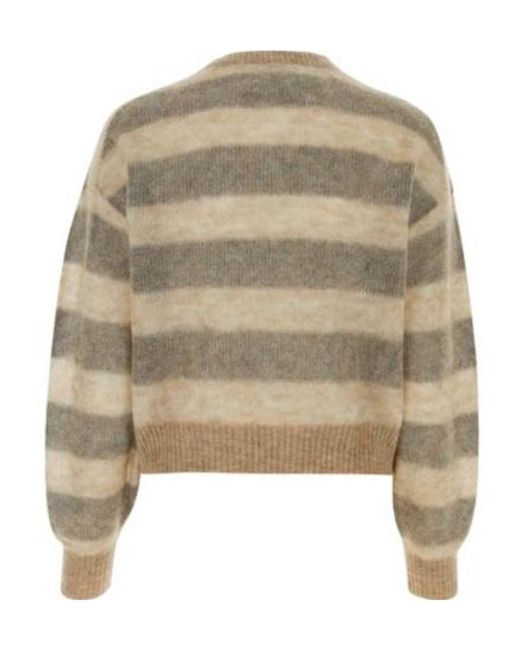 Brunello Cucinelli Natural Striped Crewneck Jumper