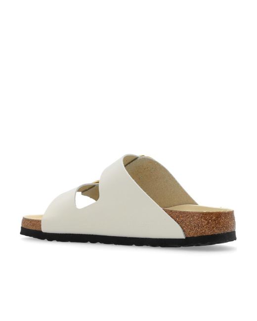 Birkenstock White Arizona Buckled Slip-On Sandals