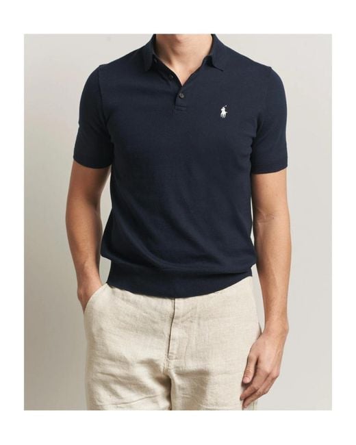 Polo Ralph Lauren Blue Short Sleeve Polo Pony Embroidery Polo Shirt for men