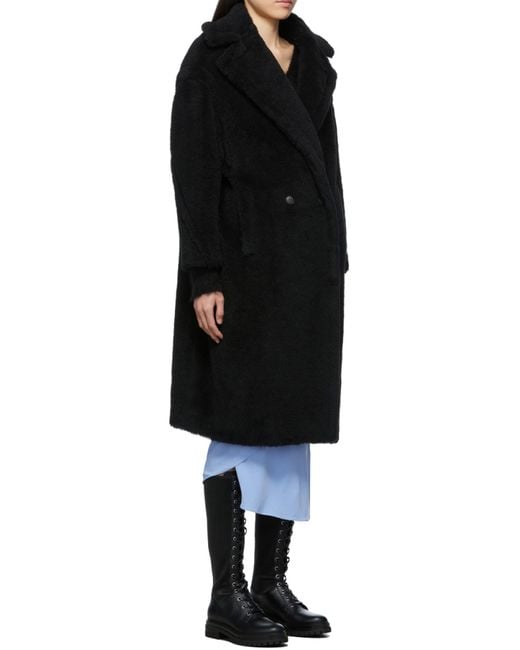 Max Mara Black Tedgirl Button-Up Long Coat