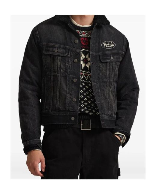 Polo Ralph Lauren Black Logo Trucker Denim Jacket for men