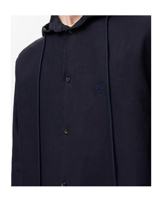 Loewe Blue Hooded Shirt for men