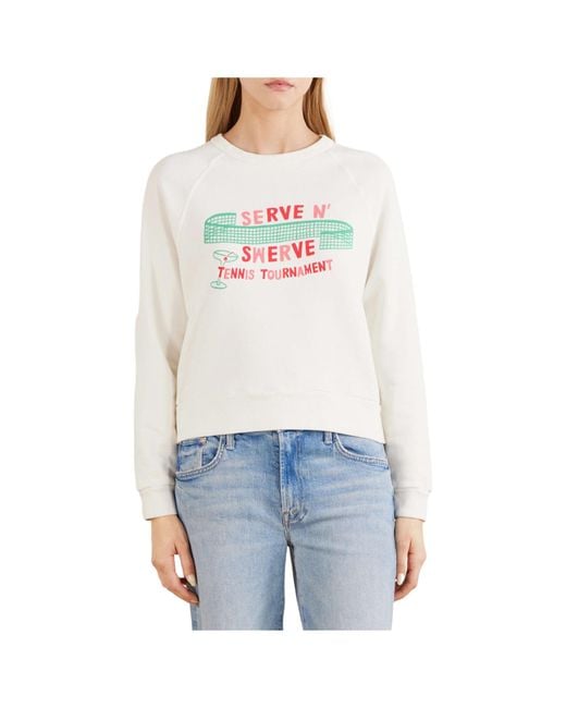 Mother White Printed Cotton-Jersey Sweater