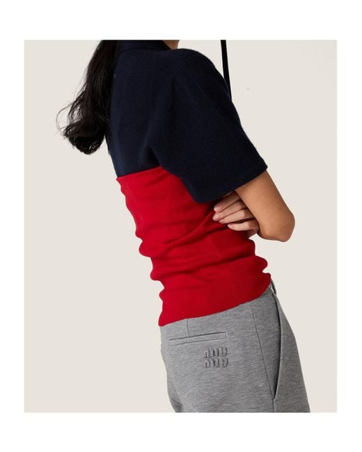 Miu Miu Red Cotton Knit Tube Top
