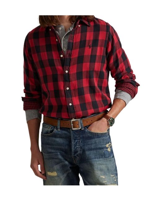 Polo Ralph Lauren Long Sleeve Checked Shirt in Red for Men | Lyst