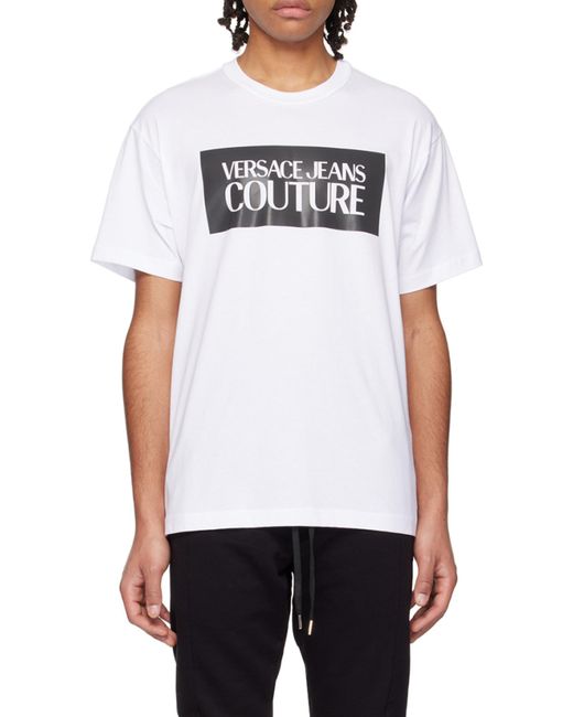 Versace Jeans White Logo-Print T-Shirt for men