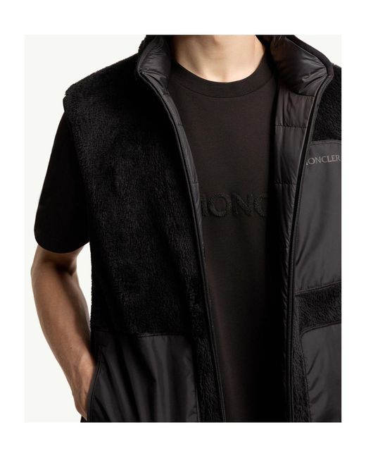 Moncler Black Teddy Fleece Reversible Down Vest for men