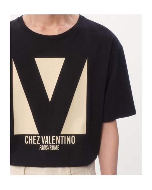 Valentino Black Chez -Printed Crewneck T-Shirt for men