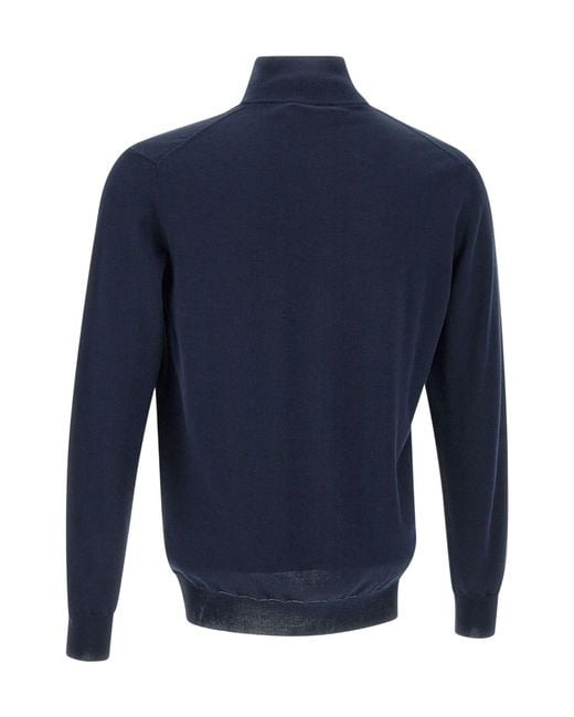 Kangra Cashmere Blue Kangra High Collar Zip Knitwear for men