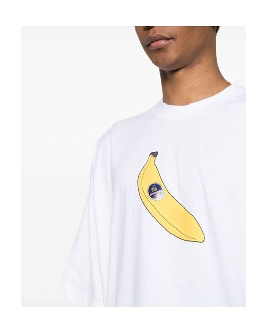 Vetements White Banana-Printed Oversized T-Shirt for men