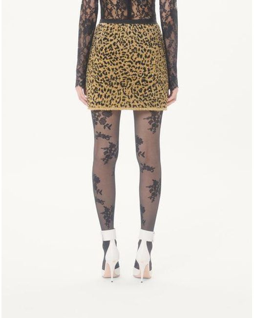 Valentino Metallic Leopard-Print Lurex Miniskirt