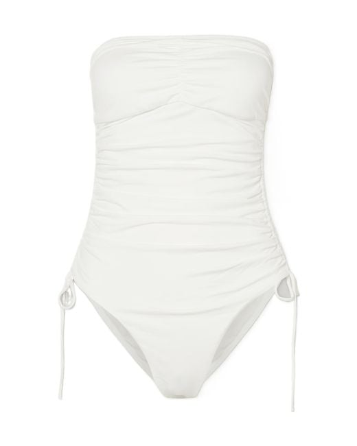 Melissa Odabash White Strapless Ruched Swimsuit