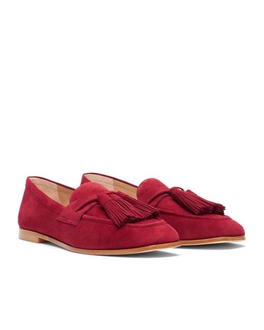 Stuart Weitzman Red Lindi Tassel Loafers