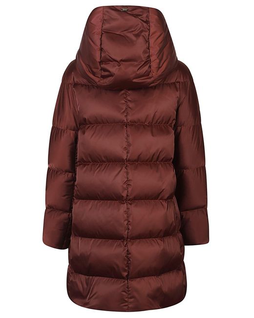 Herno Red Zip-Up Drawstring Hooded Jacket