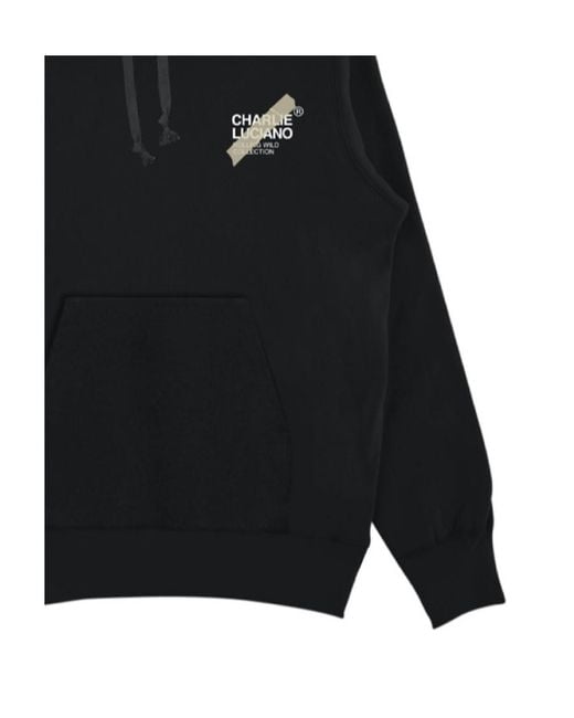 CHARLIE LUCIANO Black Logo Detail Hoodie for men