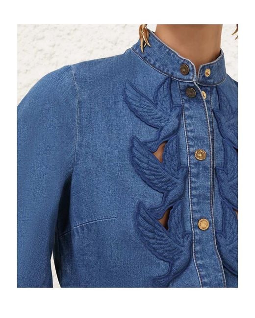 Zimmermann Blue Denim Applique Shirt