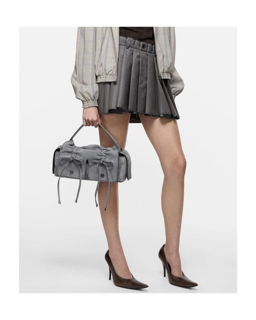 Acne Gray Multipocket Suede Shoulder Bag