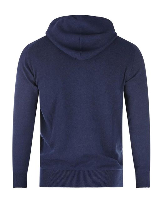 Eleventy Blue Hooded Zip-Up Cashmere Sweater for men