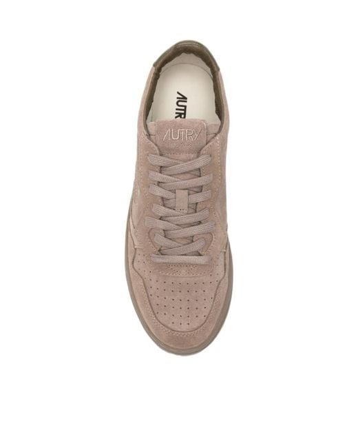 Autry Brown Perforated Logo-Patch Sneakers for men