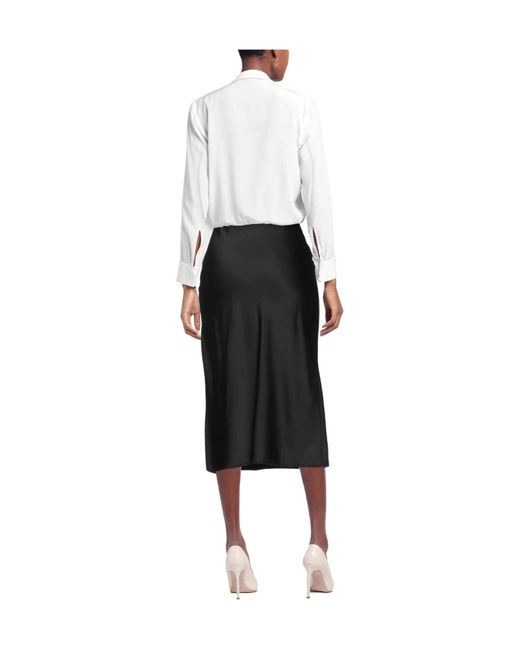 Jacquemus Black Simple Solid-Color Satin Midi Skirt