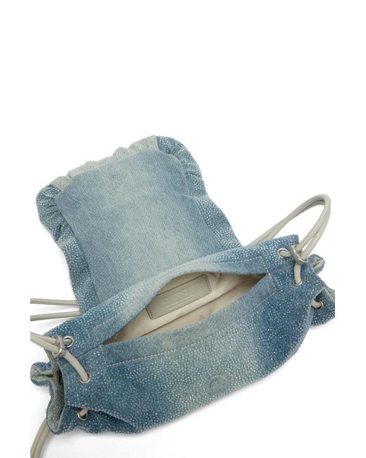 DIESEL Blue Small Scrunch-D Crystal-Embellished Shoulder Bag