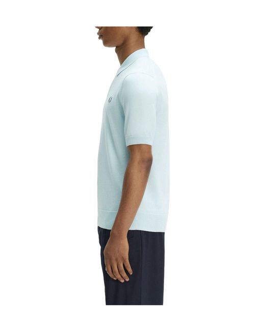 Fred Perry Blue Solid Color Polo Shirt for men