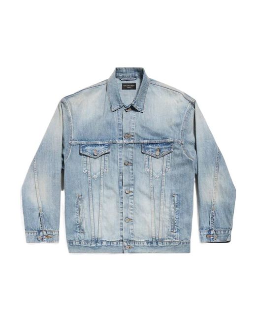 Balenciaga Blue Graphic Printed Denim Jacket
