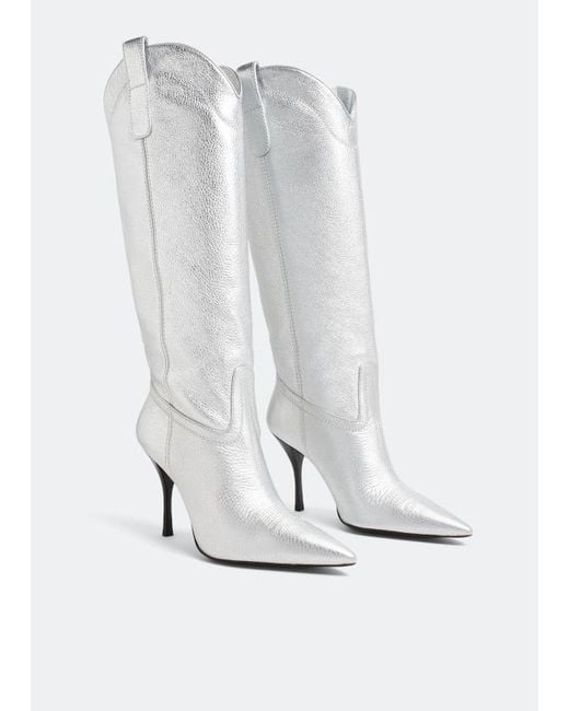 Stuart Weitzman White Pointed Boots