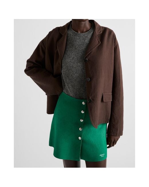 Prada Green A-Line Button Detailed Skirt