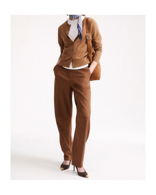 Marella Brown Button-Front Long-Sleeve Knit Top