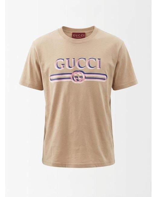 Gucci Natural Cotton Jersey T-Shirt With Print, Ready-To-Wear