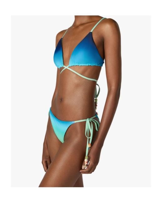 Casablanca Blue Gradient String Beaded Bikini Top