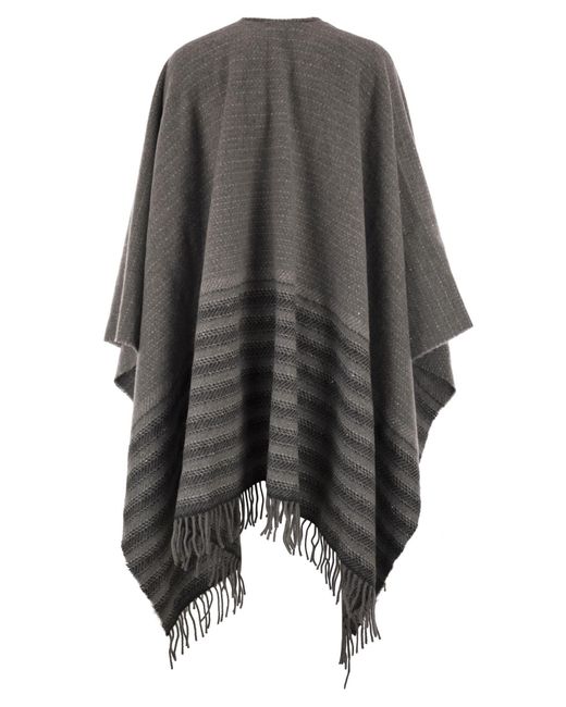 Peserico Gray Lurex Fringe Cape