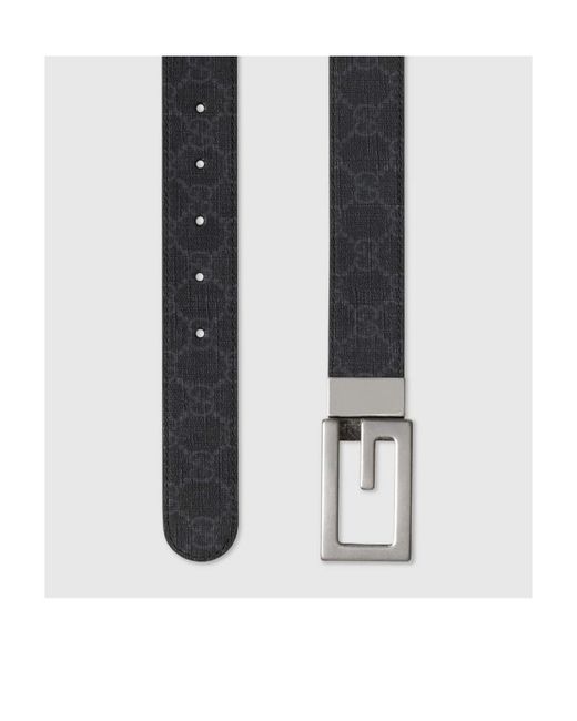 Gucci Black Reversible Belt With Square G Buckle for men