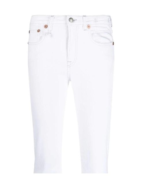 R13 White Worn Flared Jeans