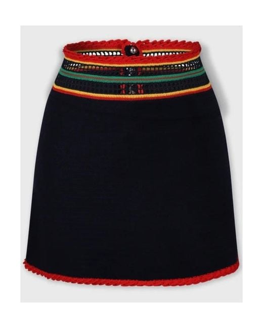 Rabanne Black Colour-Block Macramé Miniskirt