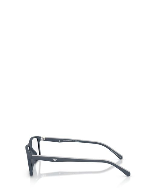 Emporio Armani White Rectangular Frame Glasses for men
