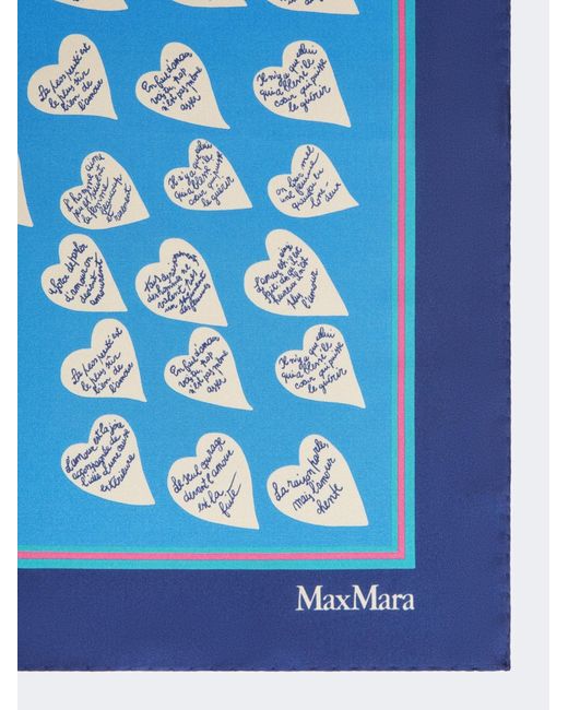 Max Mara Blue Printed Silk Scarf