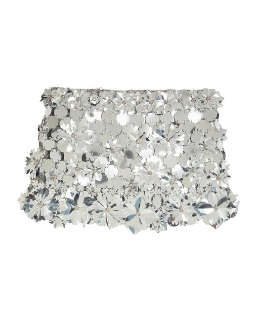 Rabanne Metallic Sequin-Embellished Linked Metal Mini Skirt